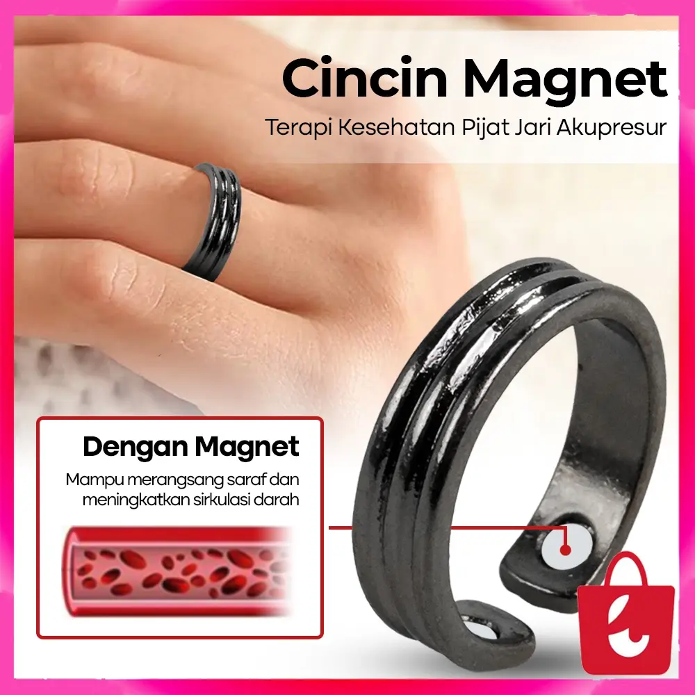Cincin Magnet Terapi Kesehatan Pijat Jari Akupresur Cincin Terapi Serbaguna Rilex AF0284