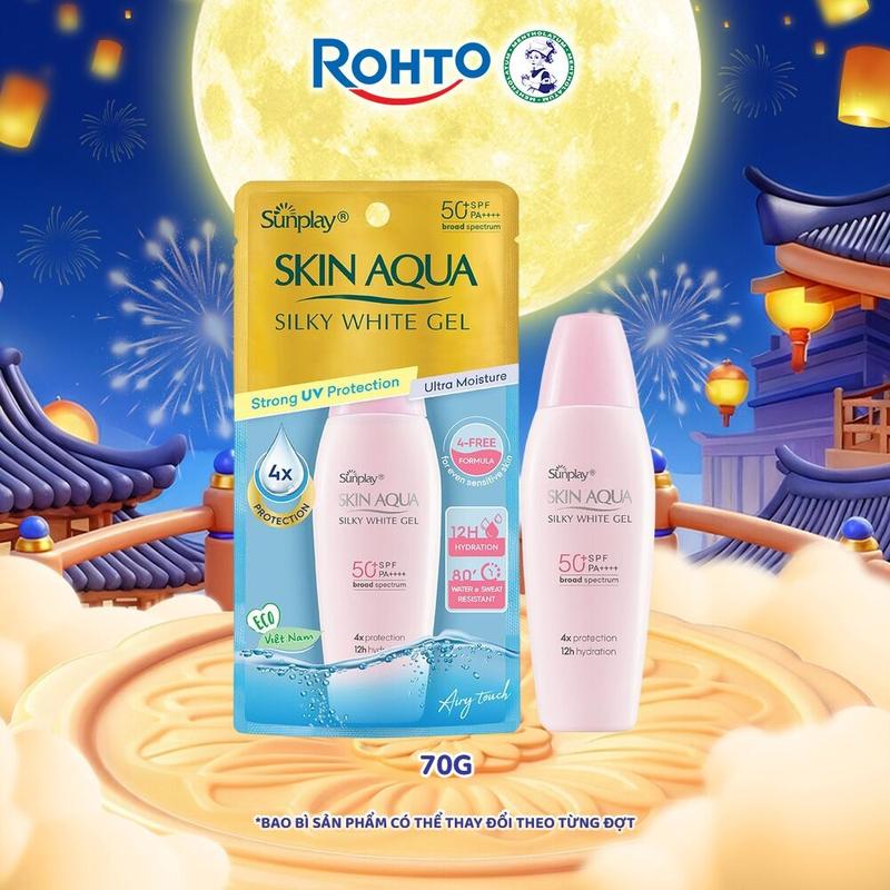 Gel chống nắng dưỡng da trắng mượt Sunplay Skin Aqua Silky White Gel SPF 50+ PA+++ 70g - Eco Vietnam