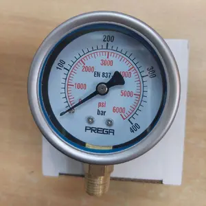 Pressure gauge PREGA 2,5 inchi 400 bar kg 6000 psi HC bottom raket stainless