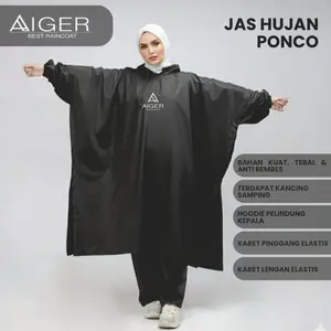 AIGER Jas Hujan Ponco & Stelan Ponco Celana Mantel Hujan Kelelawar Ukuran Jumbo Bahan PVC Tebal Elastis Anti Rembes Anti Jebol Raincoat Termurah