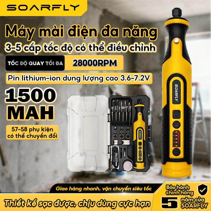  SOARFLY 【Bộ 58 món  7.2V  Máy  mini mài cầm tay mài đánh bóng mini Máy mài khắc đa năng 3 tốc độ quay  Máy khoan điện mini cầm tay  cắt sạc pin Cắt khắc phay mài vẽ cắt tỉa đánh bóng  