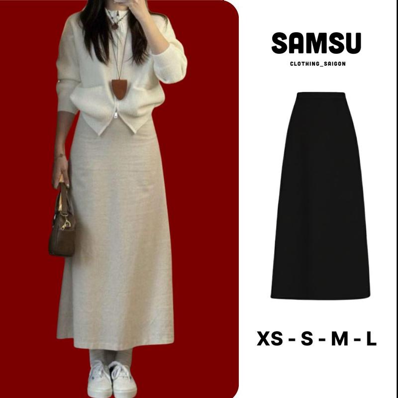 XẢ KHO 2 CÁI Chân Váy LINEN THÔ Dáng Dài 88cm Có Lót Trong Samsu.clothing_saigon Nữ Women Voi