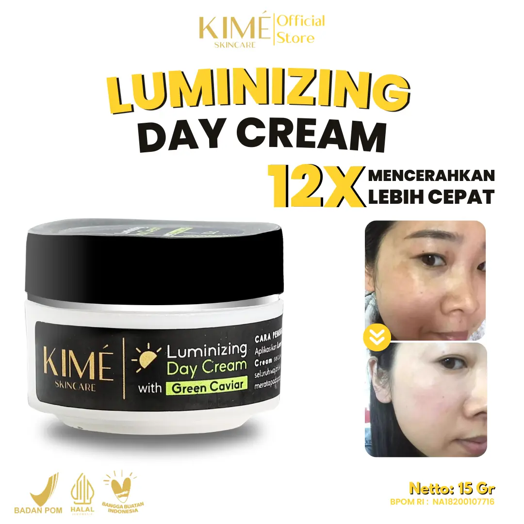 Krim Siang Kime Skincare Luminizing Jeju Day Cream Caviar Pelembab untuk Mencerahkan dan Melindungi Kulit Wajah dari Sinar UV dengan Nomor BPOM NA18200107717