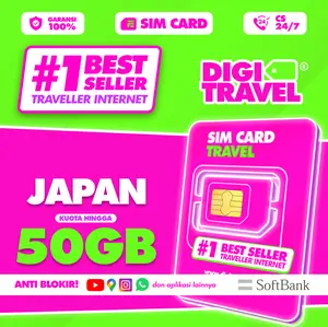 SIM Card Jepang Japan Unlimited Kuota Data Internet Roaming Softbank Langsung Aktif | Simcard Jepang Japan Unlimited | SIM Card Kartu Roaming | Internet Roaming | DIGITRAVEL SIM Card Japan Jepang Unlimited Kuota