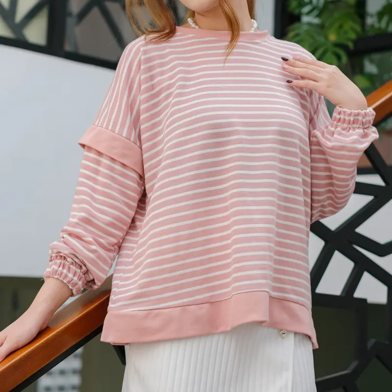 Yoenik Apparel Sheefa Ayumi Stripes - Atasan Wanita Tangan Panjang - Top Oversize 8