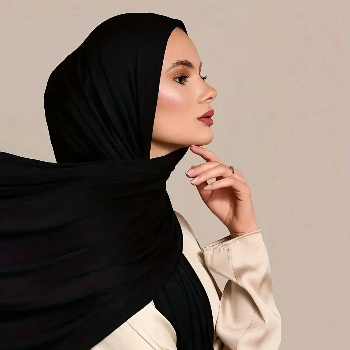 Khăn Trùm Đầu Hồi Giáo, Màu Trơn Chất Liệu Cotton Jersey Co Giãn, Khăn Quàng Choàng Khăn Quàng Cổ, Dành Cho Phụ Nữ, Khăn Trùm Đầu Jersey, Foulard, Khăn Trùm Đầu Bông, LAVEN
