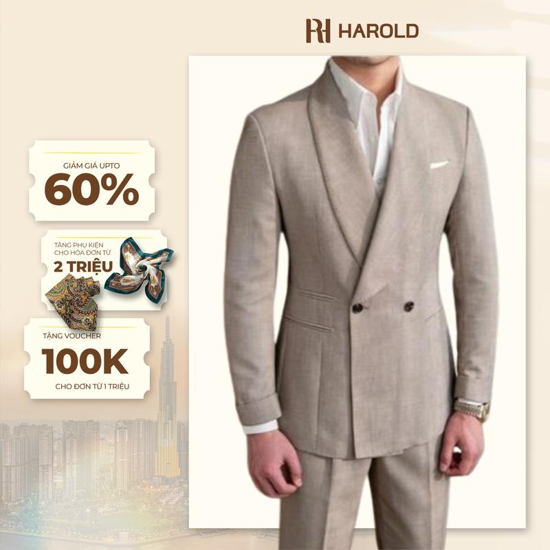 Bộ Suit Nam Cao Cấp Harold Gregory Shawl Lapel - Bộ Vest Công Sở, Đi Tiệc Thiết Kế Sang Trọng Vải Mềm Mại, Co Giãn Thoáng Khí, Chống Nhăn, Chống Thấm Nước, Đứng Form Slimfit, Thanh Lịch - Hàng Cao Cấp