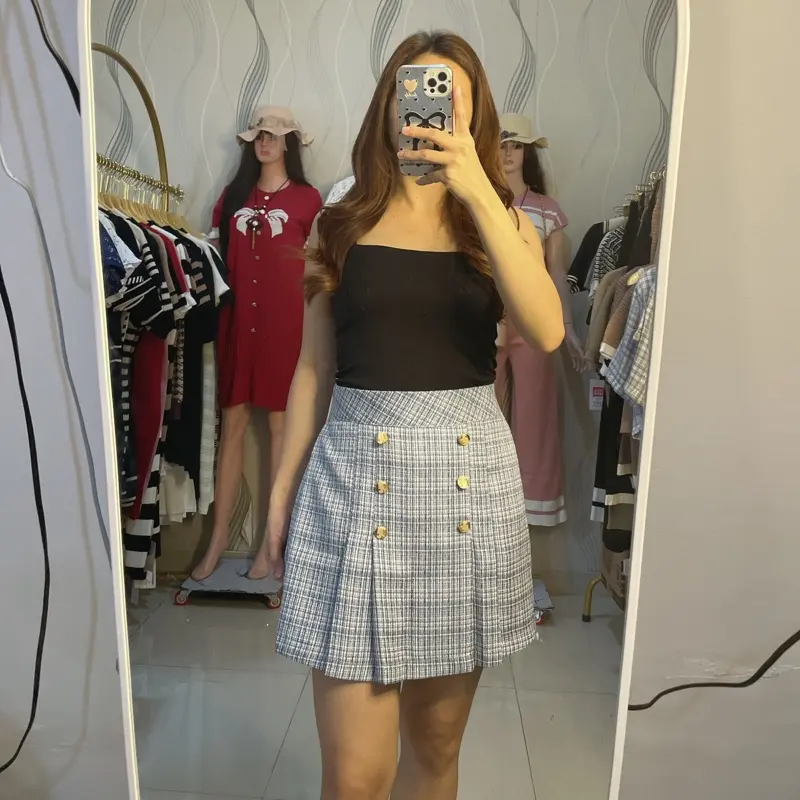 [MMC]ROKCEL IMPORT WANITA PENDEK TWEED KANCING 1