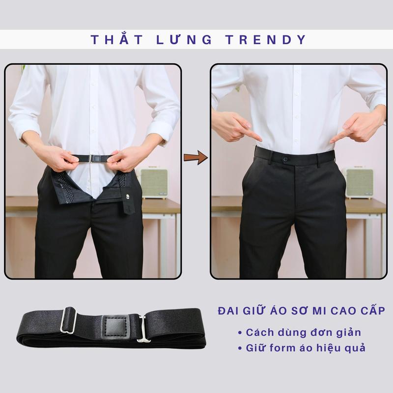 Đai giữ áo cố định áo sơ mi và áo polo không bị tuột khi sơ vin- dây nịt thít tà áo khi sơ vin giữ áo thẳng Thắt lưng trendy
