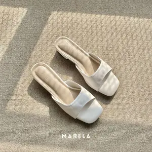 MARELA - Minka Heels Sandal Wanita Hak 3 cm - Heels Wanita Pesta Wedding Graduate Lebaran Terbaru - Sendal Sepatu Kokop Slip-on Hak Tinggi