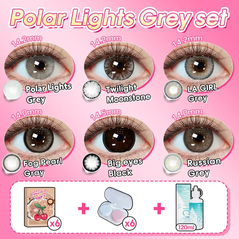 [ Beli 6 GRATIS 13 ] Mysticeyes Softlens Mata 14.0mm-14.5mm (NORMAL) Paket kombinasi :6 Pasang Softlens +Air Pencuci Softlens 120ML+ 6Casing Gratis 7