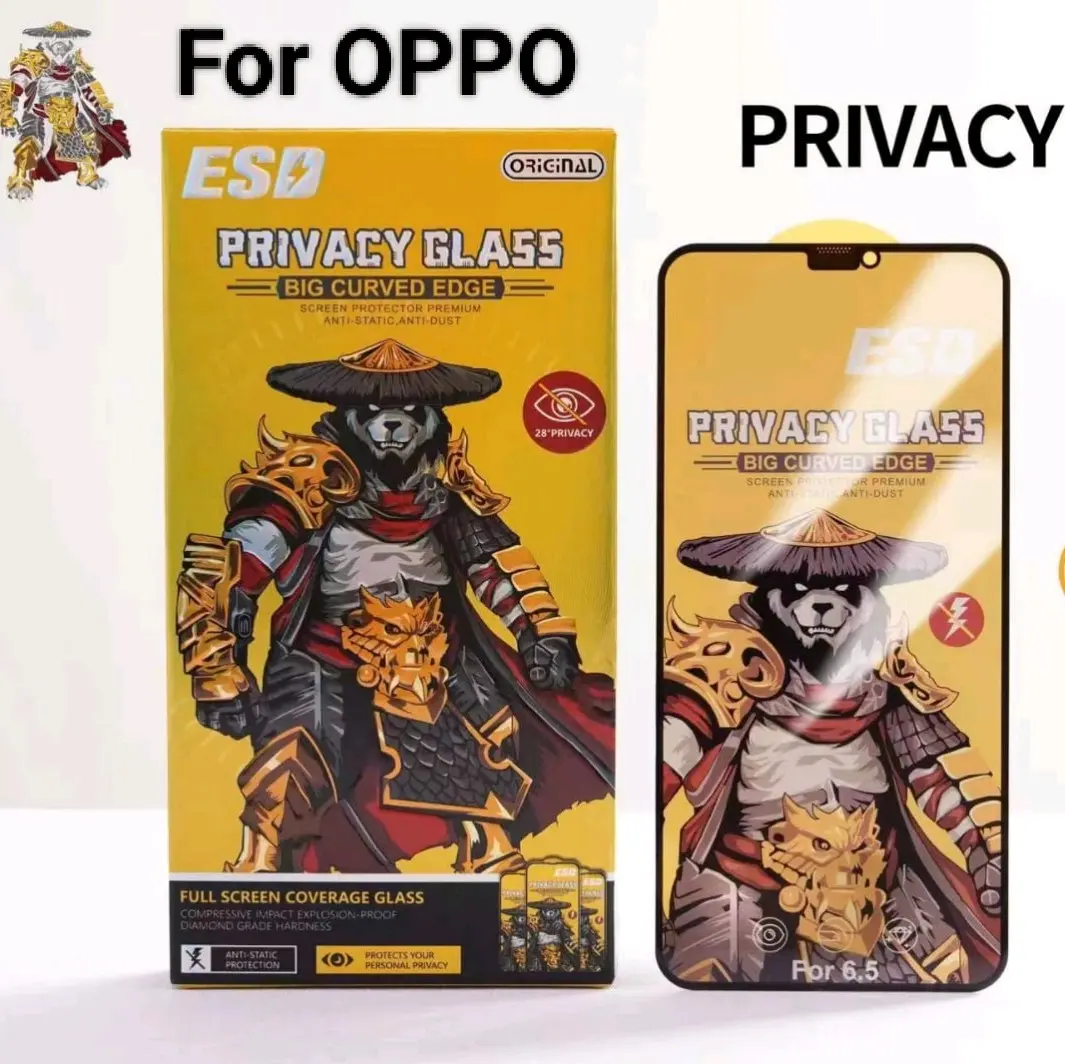 Tempered Glass Anti SPY ESD Panda untuk Oppo A3x A3pro A60 A58(4G) A78(4G) A78(5G) - Privacy Layar - Hitam