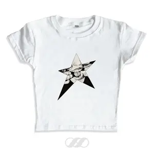 Graphic Baby Tee - Baju Crop Top Cewek Y2K Style I'm A Star Print Lembut Katun Combed 20's