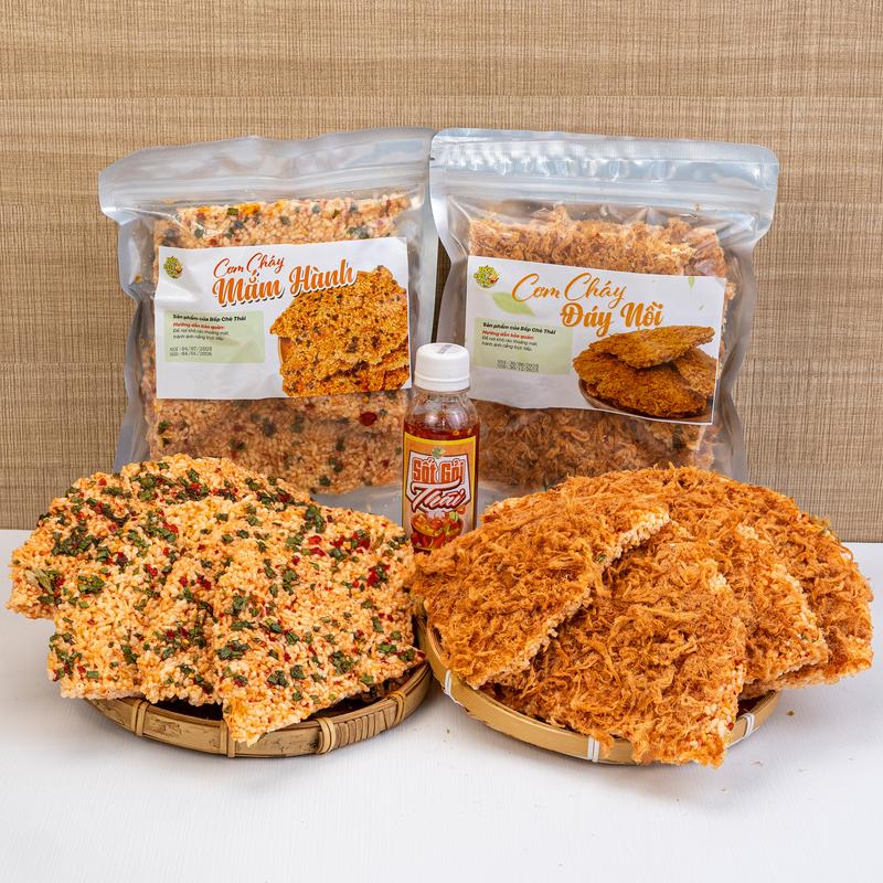 TẶNG SỐT Combo 2 gói 400g cơm cháy 200g chà bông + 200g mắm hành + kèm 1 sốt thái