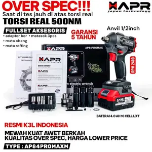 IMPACT WRENCH APR AP84PROMAXM 500nm 1/2inch body kecil tenaga jumbo motogp bor elektrik impex apr ap84 promax baterai power tools