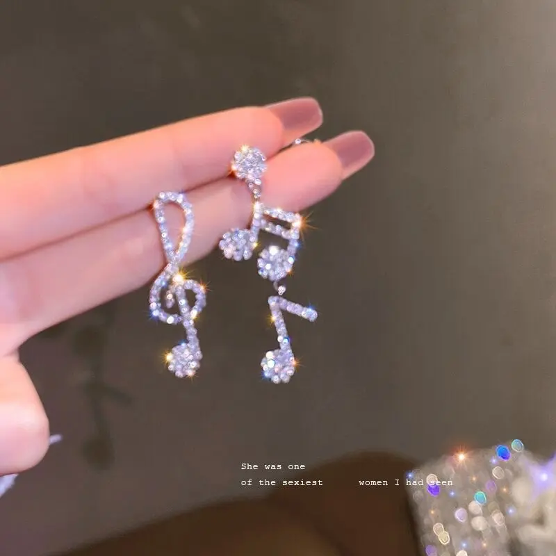 Earrings New Year's Trendy Notes Earrings Women's Free to Take High Grade Feel Internet Celebrity Light Luxury Summer Earrings Trendy 925 Silver Needle