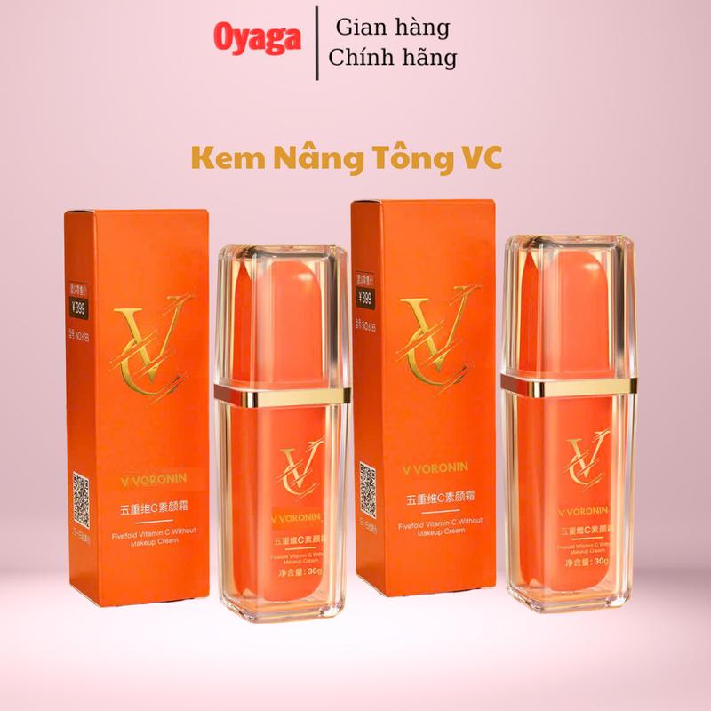 (Combo 2 Lọ) Kem lười nâng tone VC trang điểm lớp makeup nền mịn màng, chống thấm nước làm săn chắc da chứa vitamin C nội địa Trung