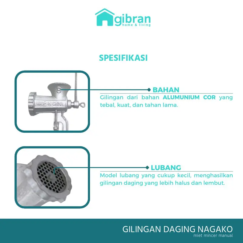 Gilingan Daging Manual NAGAKO Alumunium Cor Praktis dan Mudah Murah 1