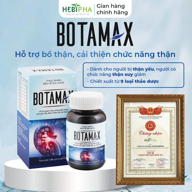 Viên Thận BOTAMAX - Hỗ trợ bổ thận, cải thiện chức năng thận, giảm đau lưng, mỏi gối, tiểu nhiều lần - Lọ 60/90 viên