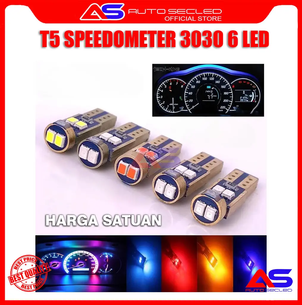 LAMPU T5 SPEEDOMETER 6 LED 3030 CHIP LED TERANG LED DASHBOARD SPEEDOMETER MOTOR MOBIL T5 PNP