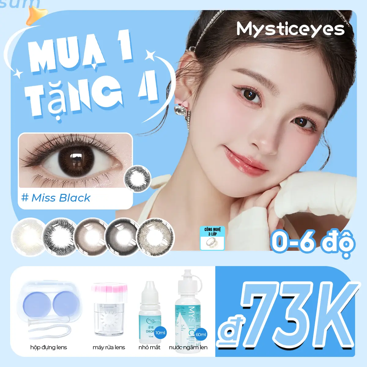 [mua 1 tặng 4]0-6độ  lens đen kính áp tròng lens xanh kính màu xám 14.0-14.5mm lens for girls lens nâu tây Len đeo mắt lens  cứng Green Non-Medical