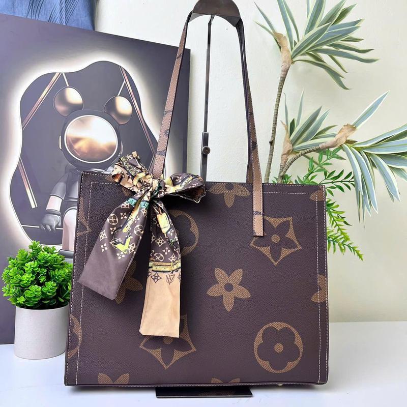 [LIVE - 222] Túi Tote Nữ Da Canvas Dáng Vuông Họa Tiết Monogram - Hàng Quảng Châu Cao Cấp - Kèm Khăn Lụa