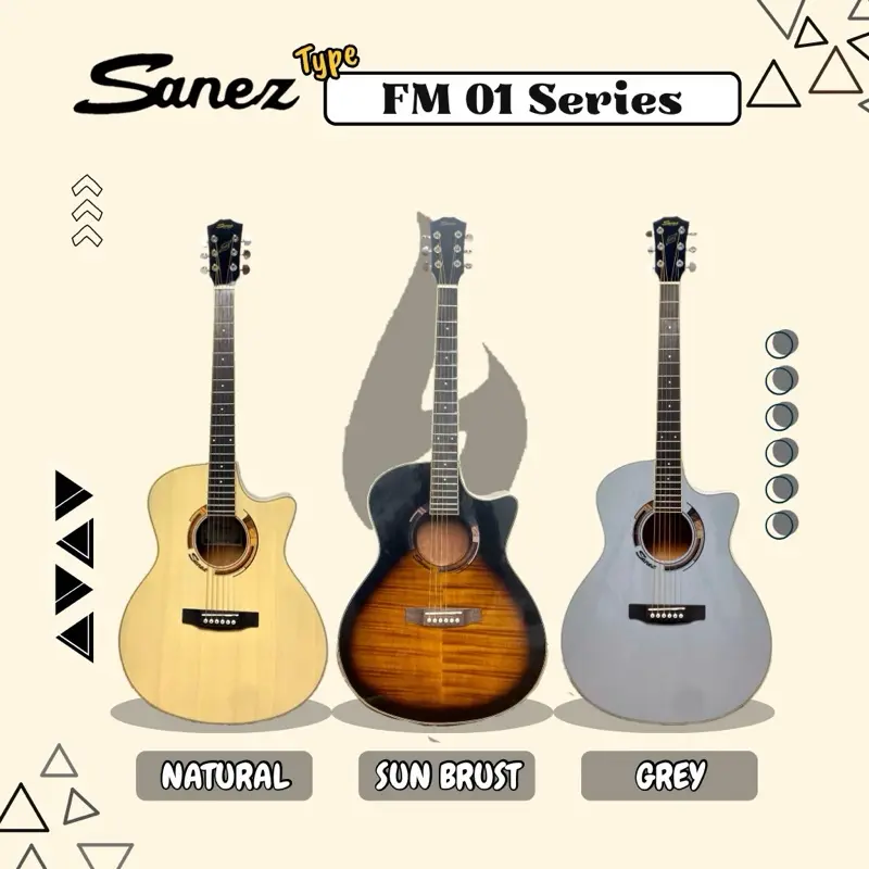 SANEZ FM 01 Series ORIGINAL Gitar Akustik Elektrik Packing Kayu Aman
