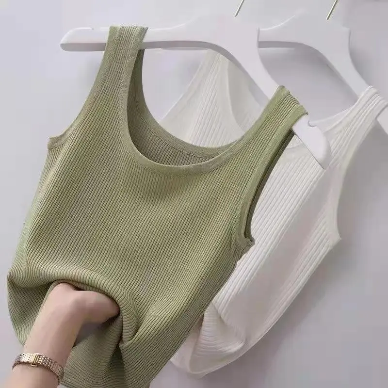 40.00 Kg-100.00 kg Camisole Women's Large Size Slim Fit Outer Wear Inner Wear Bottoming Shirt Sleeveless Thin Factory Direct Sales Tops Tube Lingerie Lady Basic Minimalist
