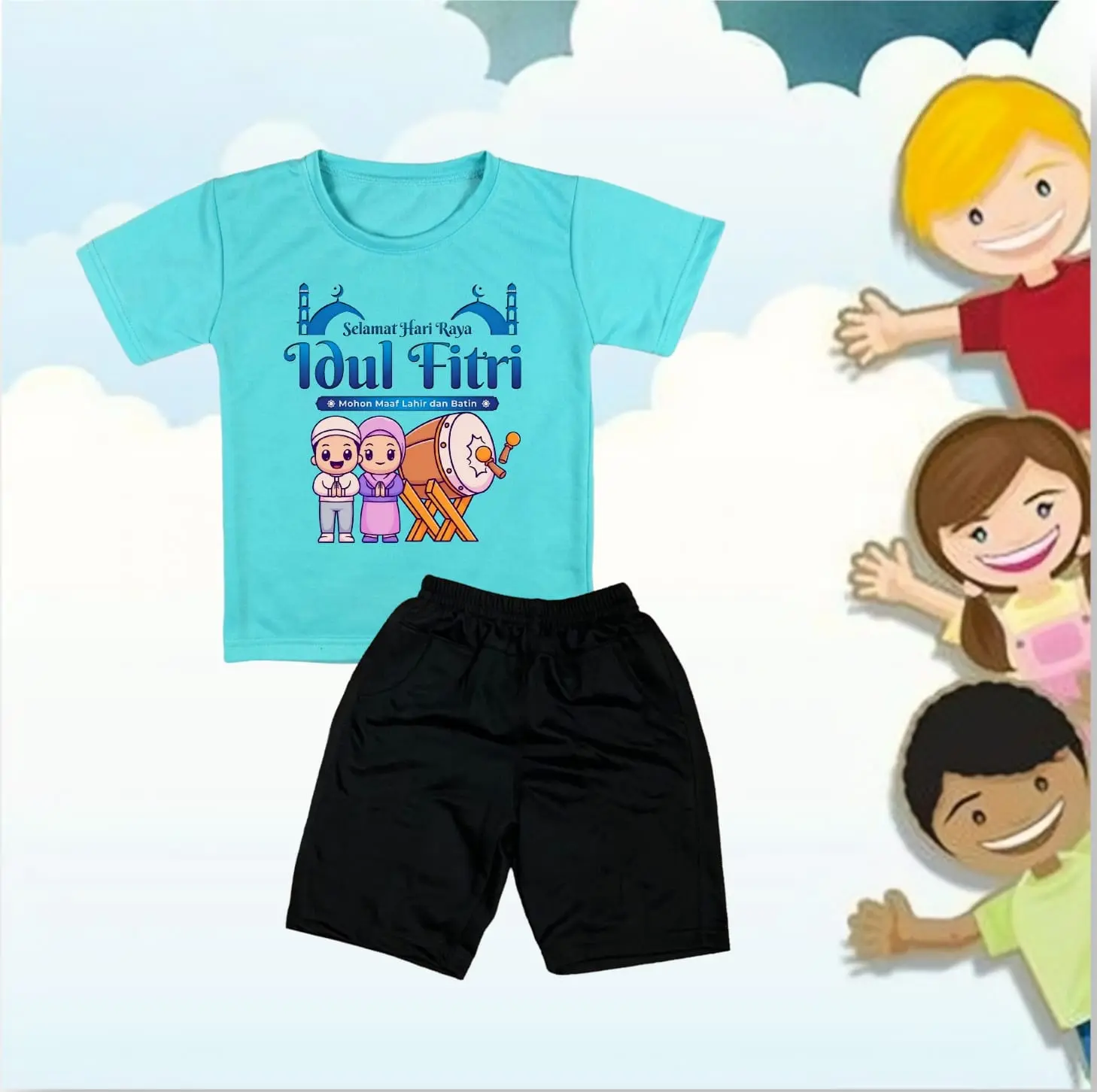 SETELAN KAOS CELANA ANAK USIA 3-12 TAHUN IDUL