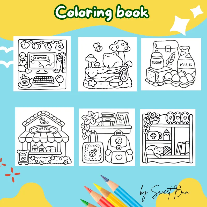 Buku Mewarnai Anak Remaja Dewasa - Cozy Cute Bold and Easy Coloring Book 2