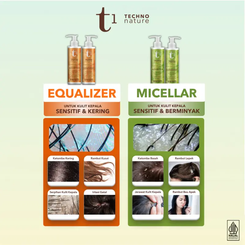 [Sarwendah Exclusive] Paket ISI 2 - T1 Techno Nature Equalizer Shampoo & Conditioner 180 mL 2