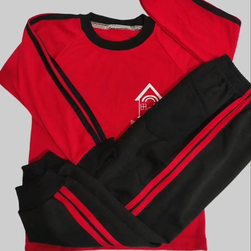 Seragam Kaos Olahraga TK PAUD Polos Tanpa Sablon Warna Merah Hitam 0