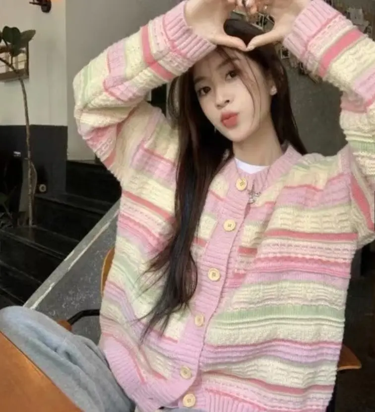 Baju Cardigan Rajut Kancing Wanita Lengan Panjang Korea Outer Wanita