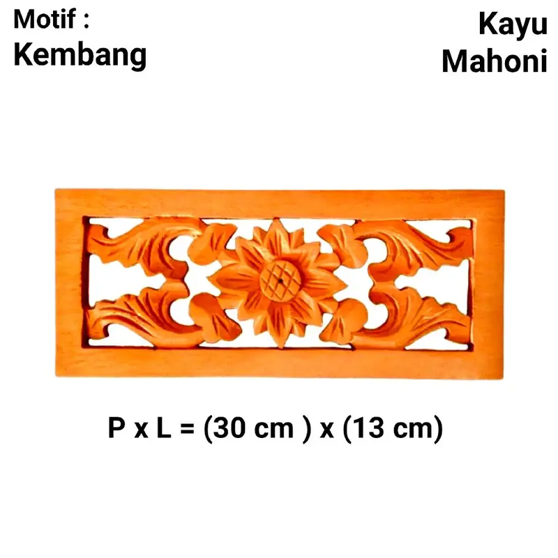 Kepingan Loster Kayu Jati 13 x 30 cm Aski Jepara Motif Kembang Classic Dekorasi Ormanen Tempel Ukiran 1