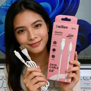 Swilloo Kabel Charger Lightning Fast Charging 6A 1 Meter S01V Garansi 1 Tahun Data Cable Putih untuk iPhone & iPad High Speed Data Transfer