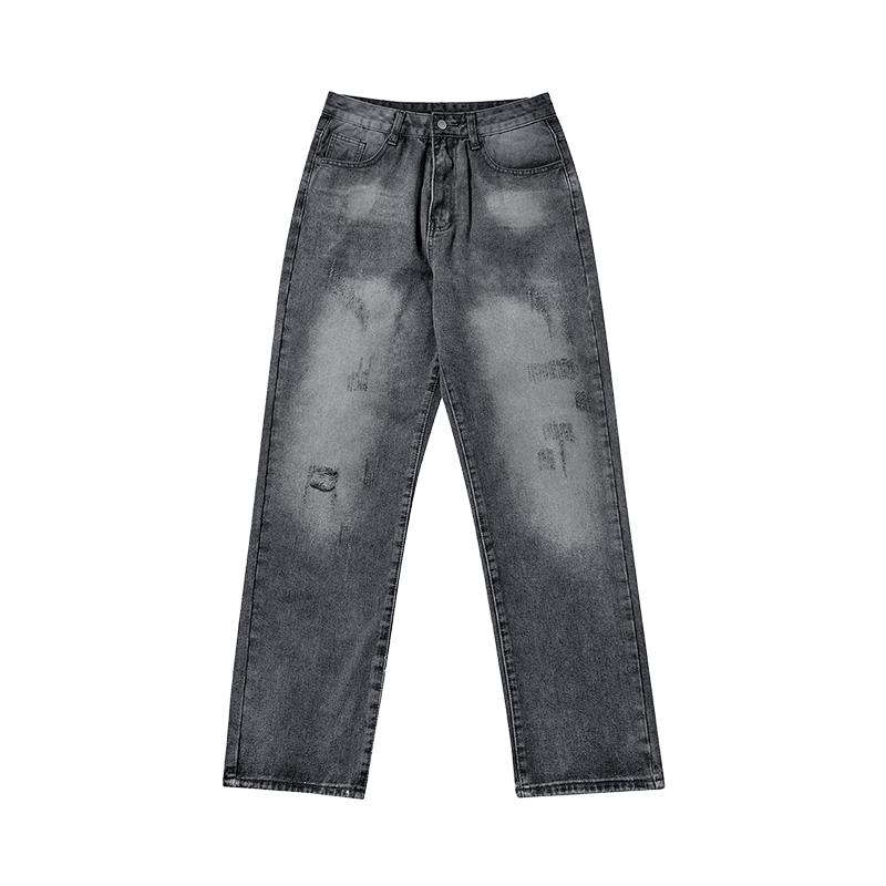 Life cycle Quần Jean Rách, Dành Cho Nam, Nhuộm Gradient, quần jeans nam，quần jean nam ống Đứng rộng suông，boy phố，rock revival chính hãng，custom，boyfriendjeans，xịn，cao cấp，bonkers，shiny Menswear Tim Màu Đen Pants Ong 7