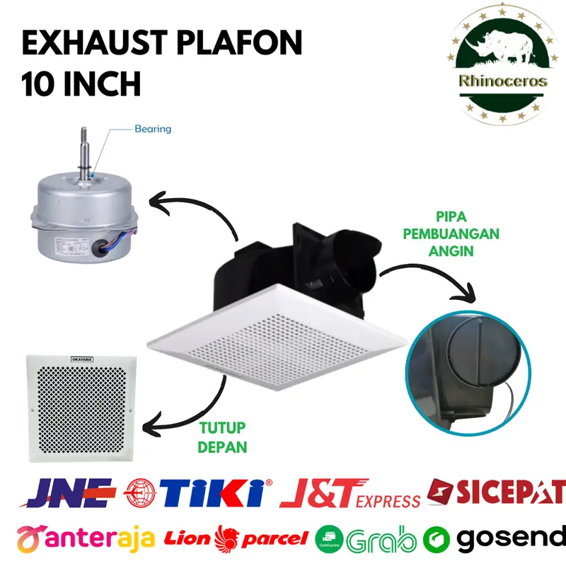 Exhaust Fan Plafon 10 Inchi Kipas Plafon Blower Hexos Kamar Mandi Dapur Angin Hisap Isap Asap 2