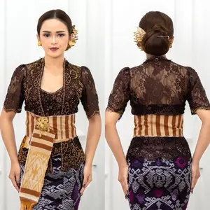 Kebaya Payet Brokat Metalik Lengan Pendek Bet Kutu Baru