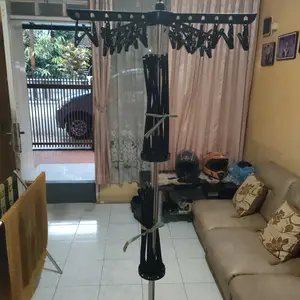 Mom Kicthen Jemuran Menara Rak Jemuran Baju Bayi Lipat 24 Klip Stainless Steel 3 Tingkat Serbaguna Anti Karat Foldable Hanger 10 Jari-Jari Rak Kamar
