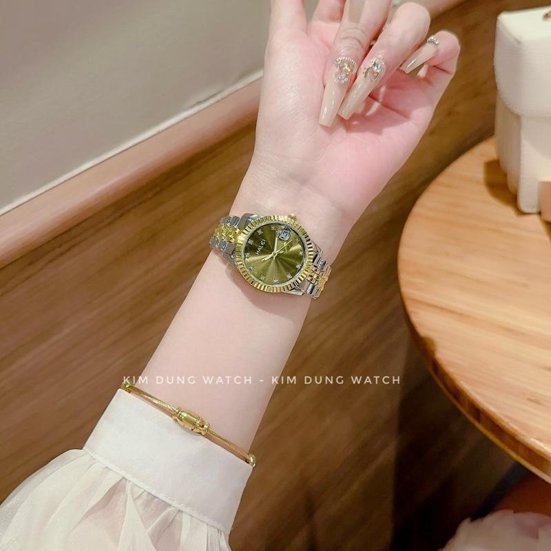 Đồng hồ nữ Halei màu xanh bơ size 30mm dây titan