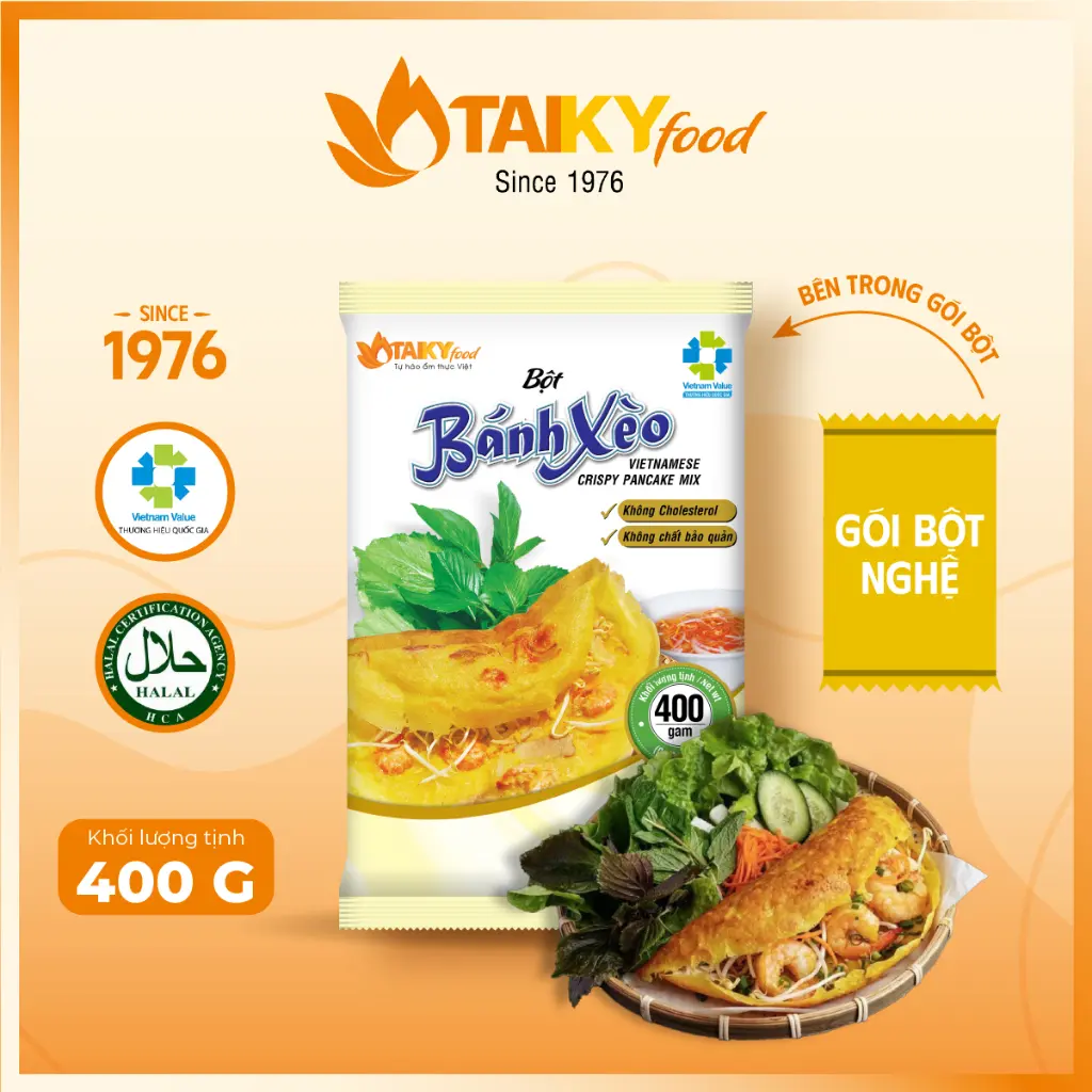 Bột bánh xèo vàng Tài Ký 400g có sẵn gói bột nghệ – Hàng chính hãng
