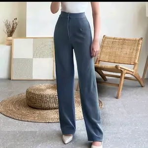 Cozie Knit Pant Celana Hightwaist Panjang wanita Premium/ Celana Panjang Korean Style Kulot Basic Cozy pant pinggang karet resleting
