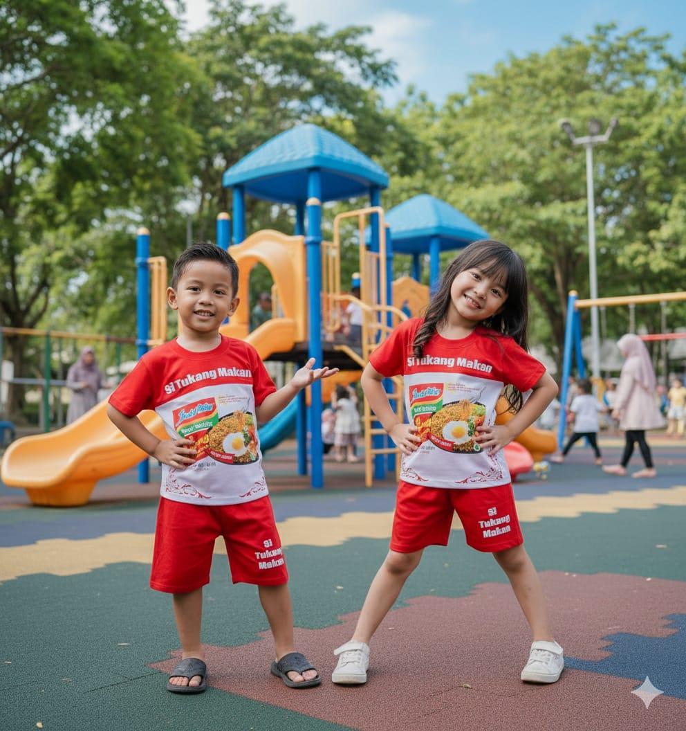 Setelan Anak Harian Viral Terbaru Limited Edition Motif Makanan Mie goreng dan gambar Minuman untuk Usia 1-10 Tahun Desain Unik Nyaman dan Senang Dipakai