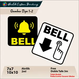 Akrilik Bell Tipe 1-2 Acrylic Transparant Sticker Miror Signage