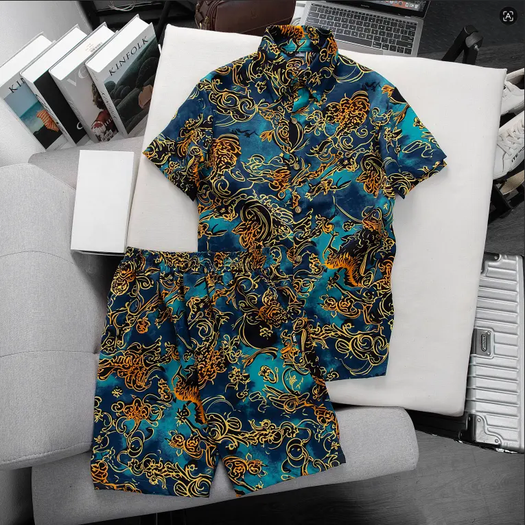 SET BỘ LỤA HÀN NAM Lam Uyển Viên( HÀNG LOẠI 1) lấy cảm hứng từ mây cát tường bình gốm cổ nghệ thuật phương Đông trên nền lụa Hàn mềm mại sắc xanh sapphire cuốn hút