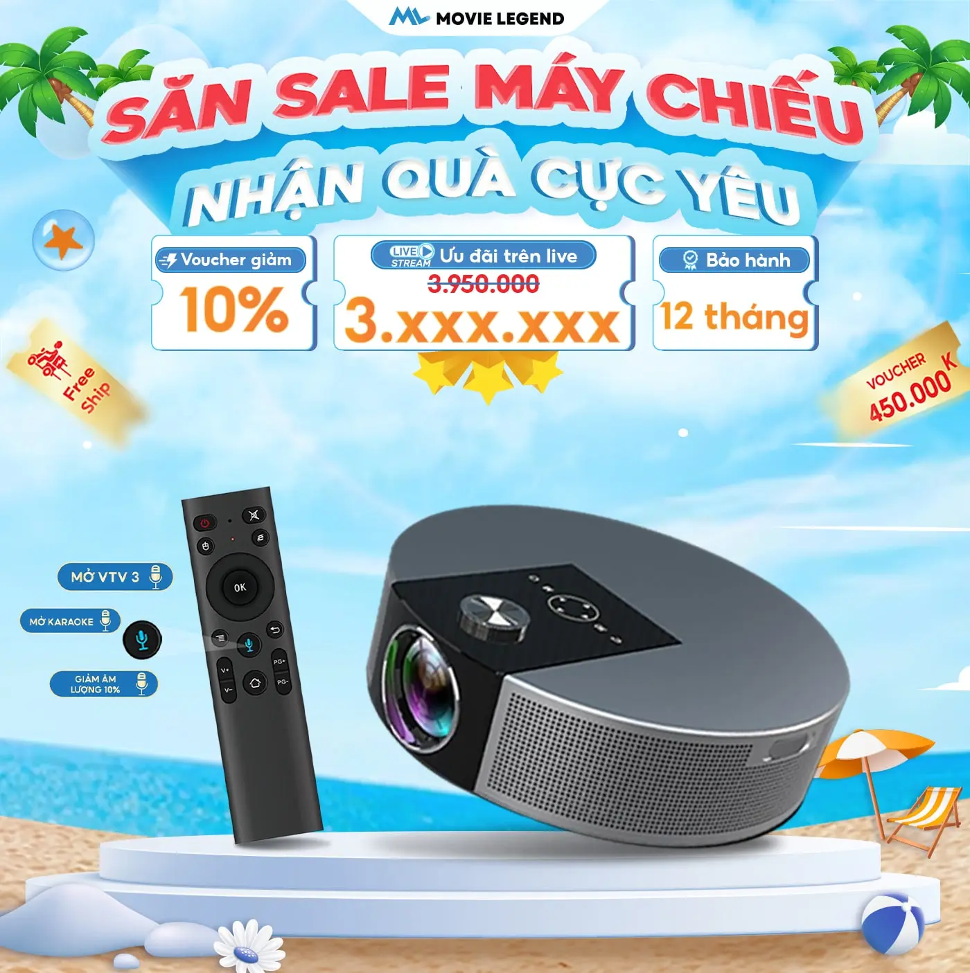 [ HN1 ] Máy Chiếu Mini Q10 Movie Legend - Full HD Projector Bluetooth Led Xem Phim