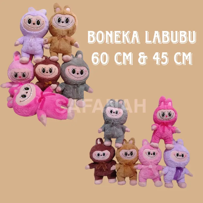 Boneka Labubu The Monster Exciting Macaron Pop - Ukuran Jumbo 60CM dan XL 45CM Toys Dolls Kado boneka labu labu 0