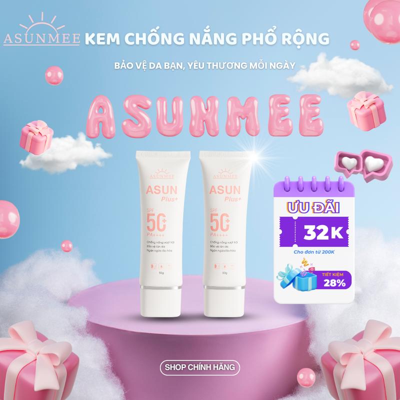 COMBO Hai típ kem chống nắng ASUN [CHÍNH HÃNG ] Chỉ số chống nắng SPF 50+PA++++Nâng tone.