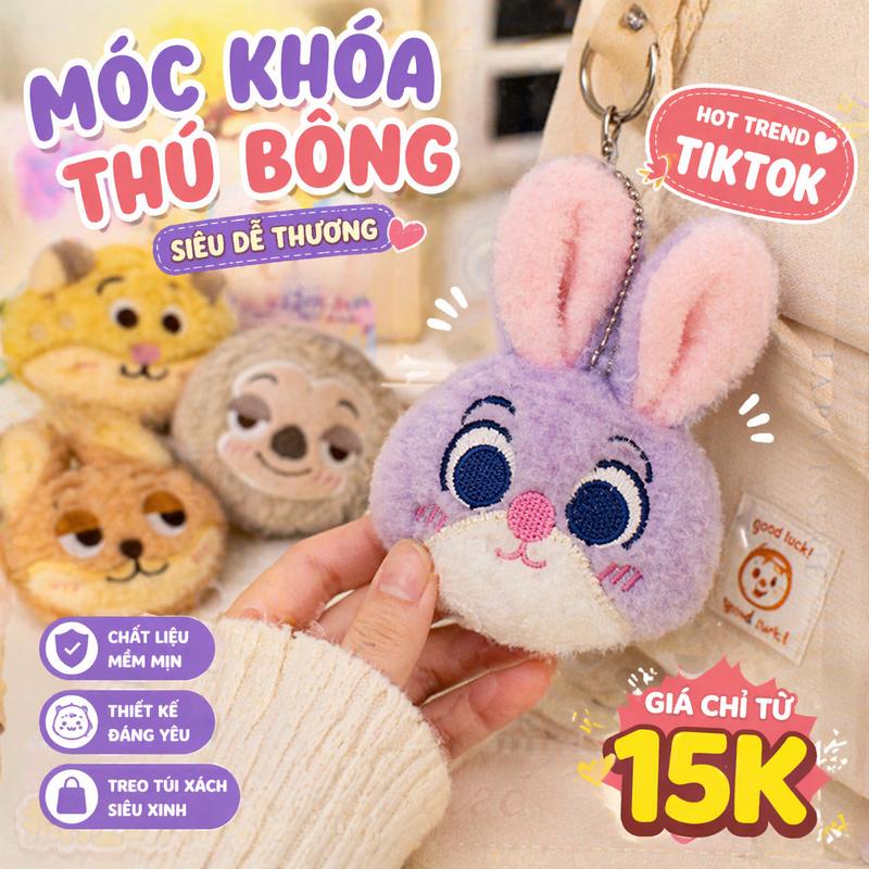Móc khóa thú bông dễ thương | Cute plush keychain kawaii | Treo balo siêu xinh,…
