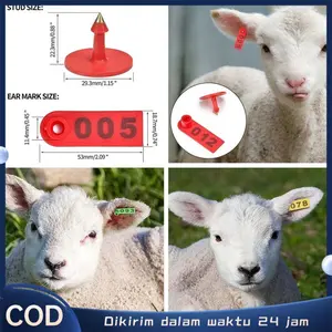 100pcs Eartag Kambing Domba Nomor 1-100 Ear Tag Sapi Penanda  Anting Identifikasi Ternak Set